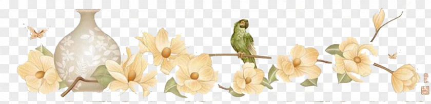 Green Parrot And Flowers Cut Candlestick PNG