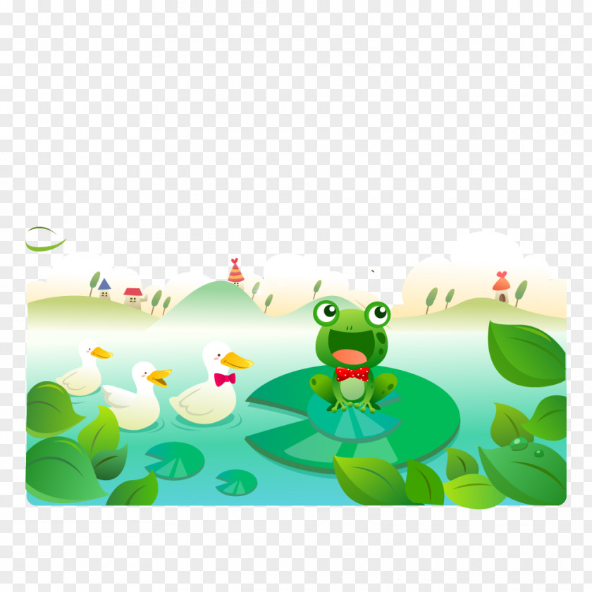Frog Pond Image Cartoon Vector Graphics Illustration PNG