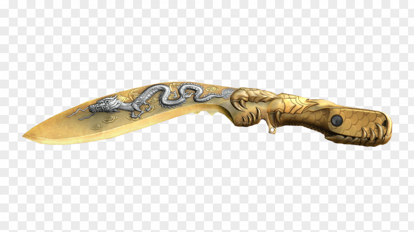 Hermes CrossFire Knife Weapon Kukri Gold PNG