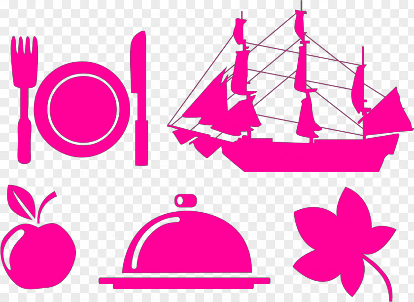 Thanksgiving Dinner Plate Sailboat Apple Maple Leaf Vector Mayflower Silhouette Ship Clip Art PNG