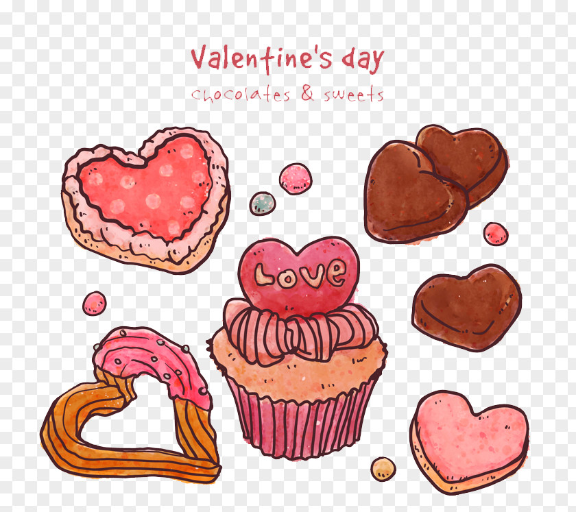 6 Painted Valentine's Day Sweets Vector Euclidean Download Sketch PNG