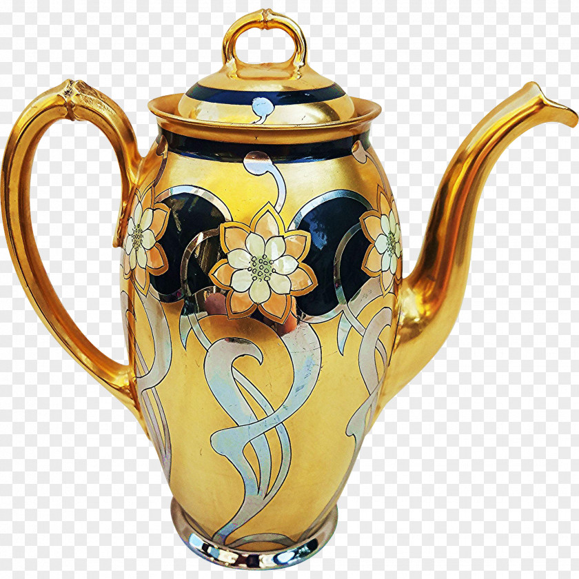 Hand Painted Teapot Porcelain Chicago Mosaic PNG