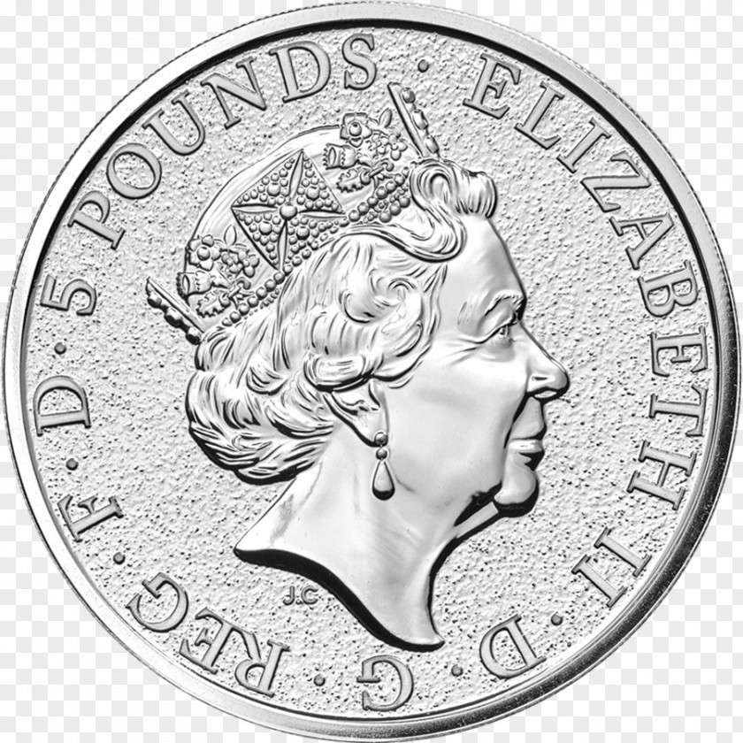 Metal Coin The Queen's Beasts United Kingdom Bullion Silver PNG