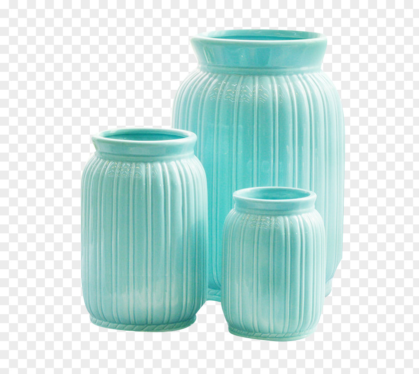 Mint Green Flower Vase Ceramic Pottery Jar PNG