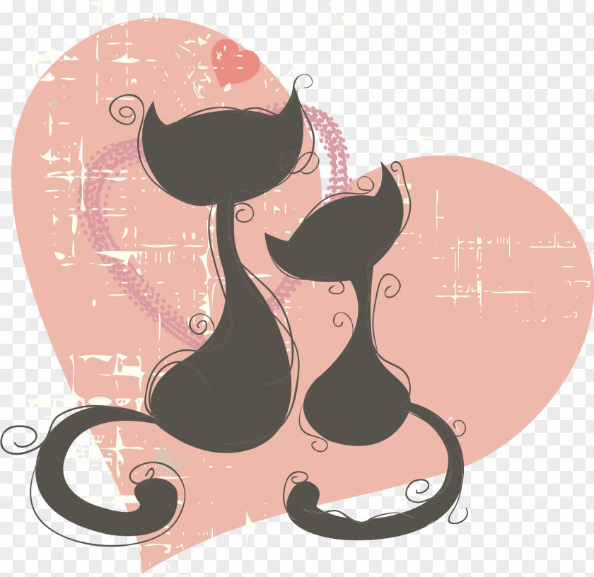 Animal Silhouettes Cat Wedding Invitation Art PNG
