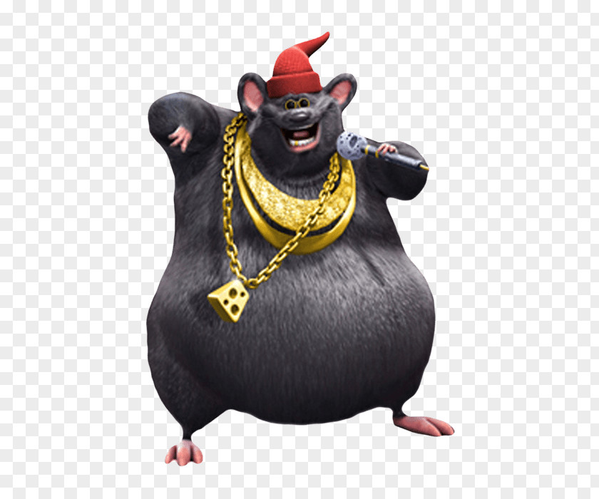 Biggie Cheese PNG Cheese, black rodent holding microphone character clipart PNG