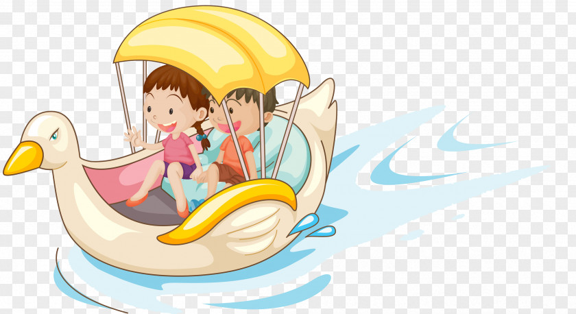 A Child Sitting On Duck Boat Skiing Royalty-free Illustration PNG