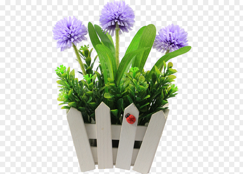 Wooden Basket Aster Floral Design Flowerpot Artificial Flower PNG