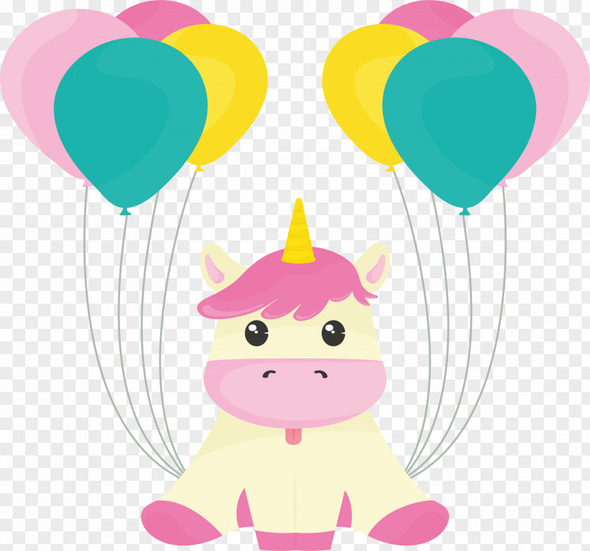 A Unicorn With Balloon Clip Art PNG