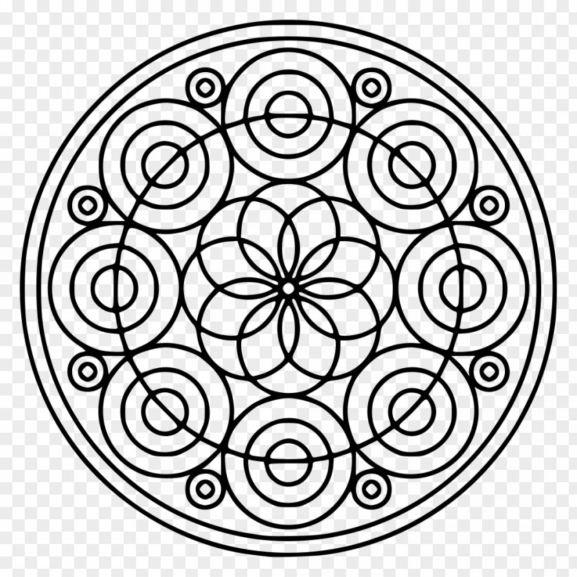 Circle Mandala Coloring Book Shape Sacred PNG