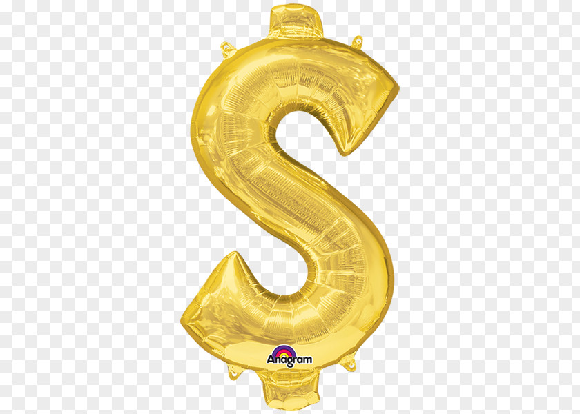 Homero Mylar Balloon Gold Dollar Sign Jewellery PNG