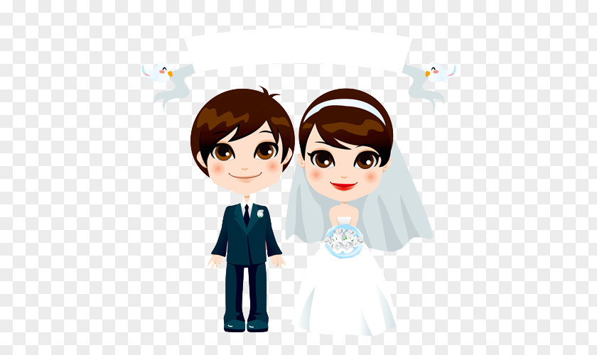 Creative Cartoon Wedding Couple Marriage Stock Illustration Clip Art PNG
