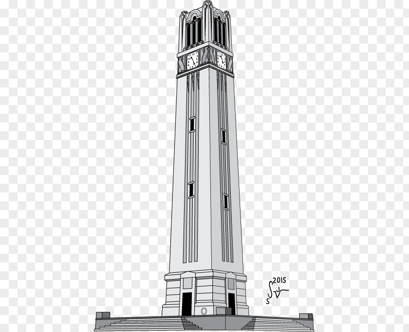 NC State Memorial Bell Tower Drawing PNG