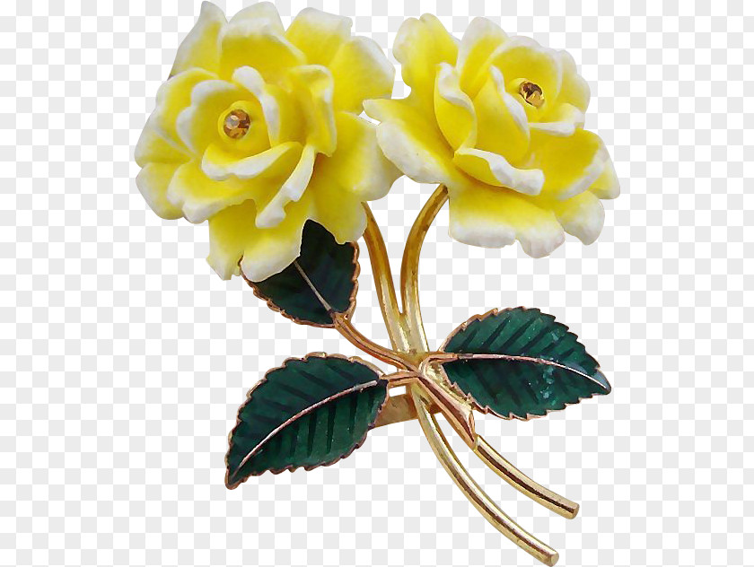 Retro Sunbeams With Yellow Stripes Garden Roses Double Rose Brooch PNG