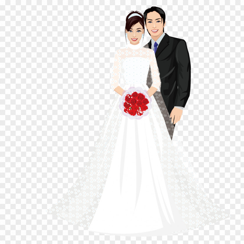 Take Roses Couple Wedding Photographs Dress Bride Marriage Illustration PNG