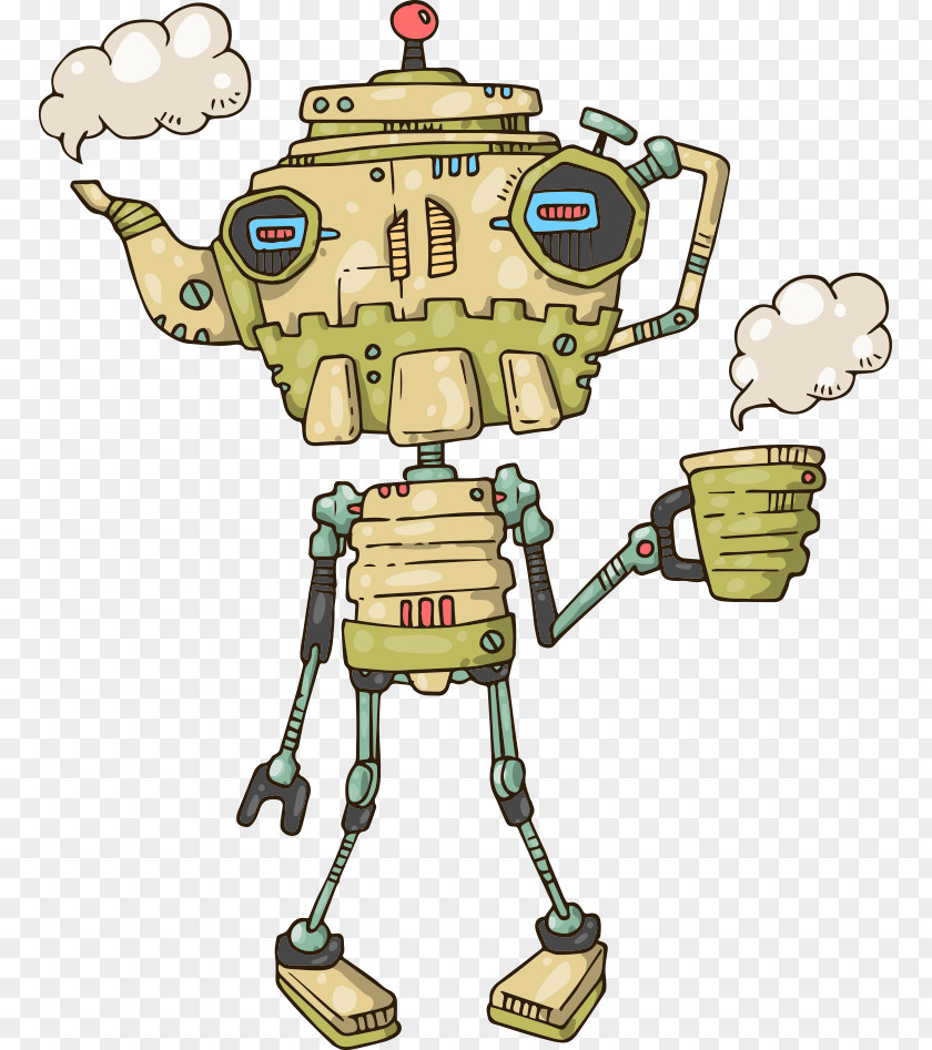 Vector Teapot Robot Cartoon Illustration PNG