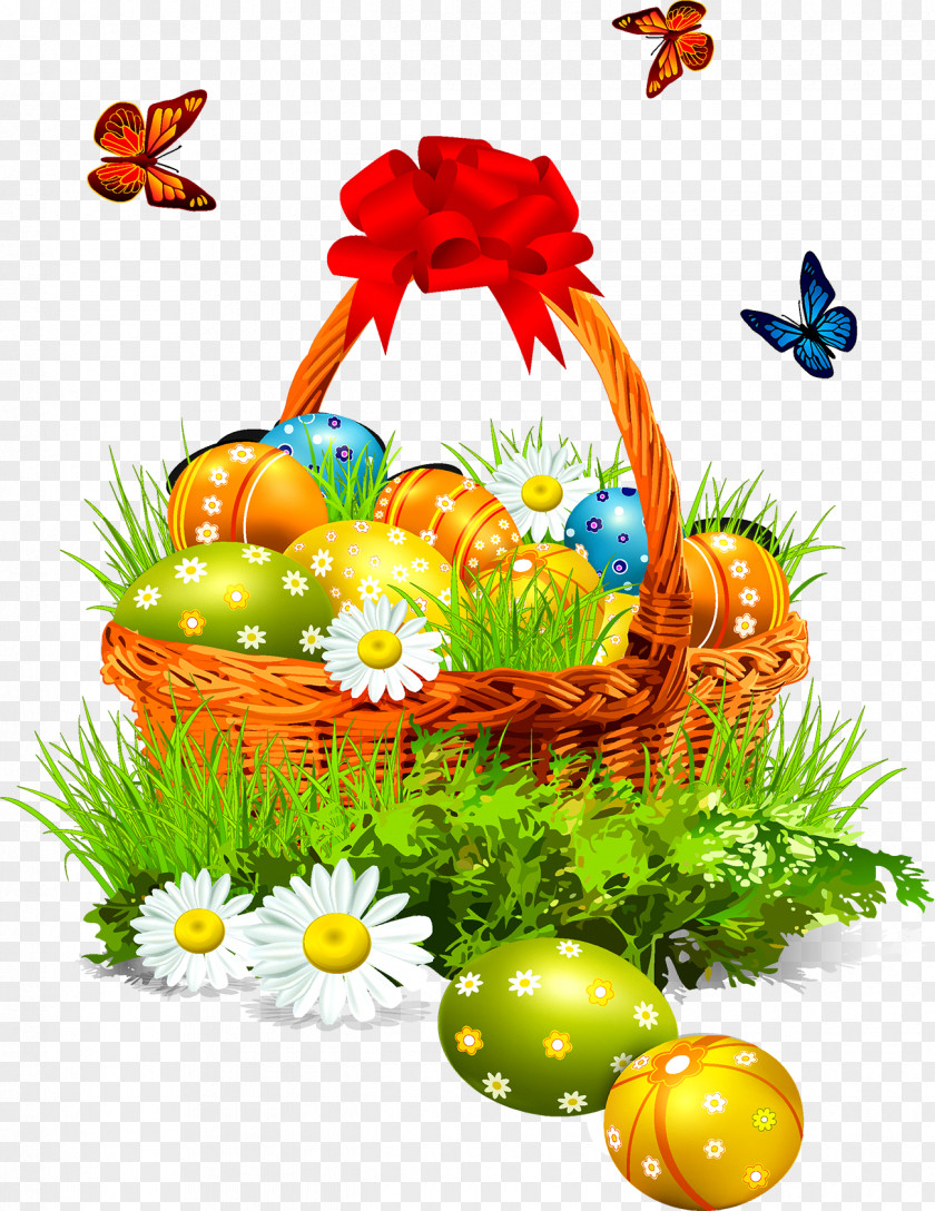 Easter Eggs Bunny Basket Clip Art PNG