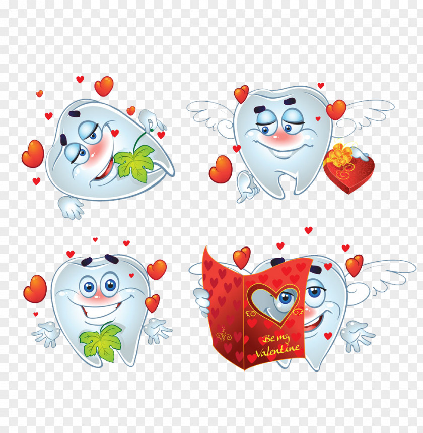 Love And Angel Teeth Pictures Valentines Day Tooth Pathology Clip Art PNG