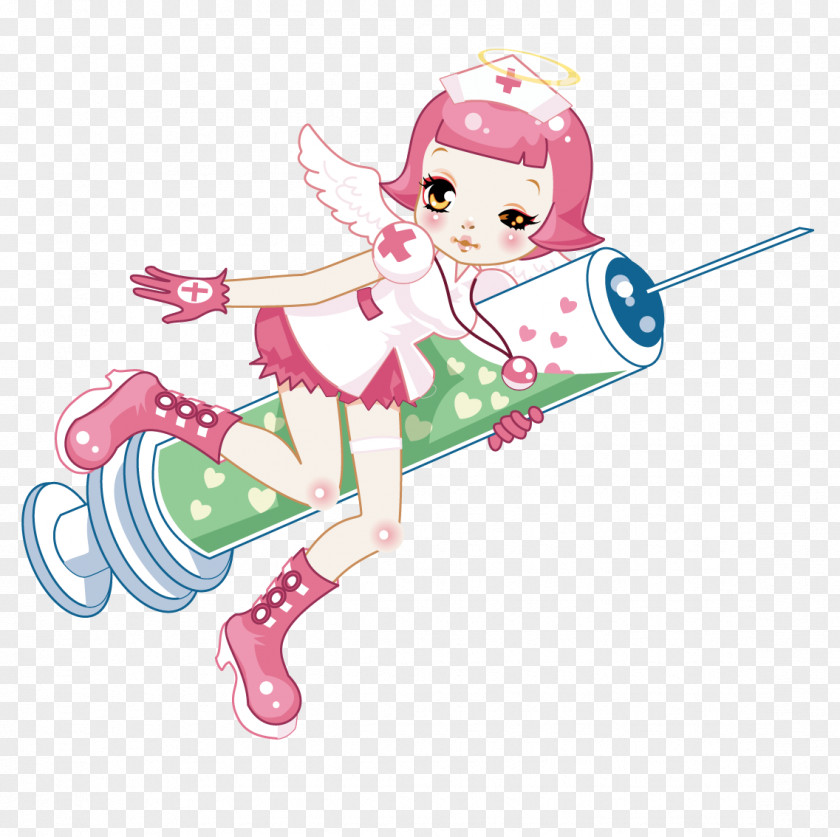 Take The Syringe Angels Nurse Cartoon Injection Illustration PNG