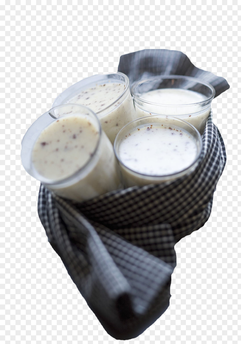 A Cloth With Four Cup Of Frozen Coconut Milk Cocktail Panna Cotta Gelatin Dessert PNG