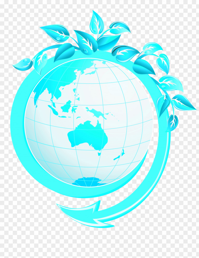 Vector Globe Earth Green Leaf Material PNG