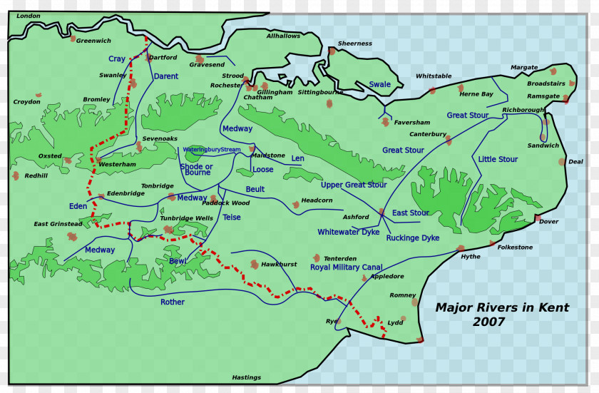 Map River Stour Rivers Of Kent Medway Beult Thames PNG