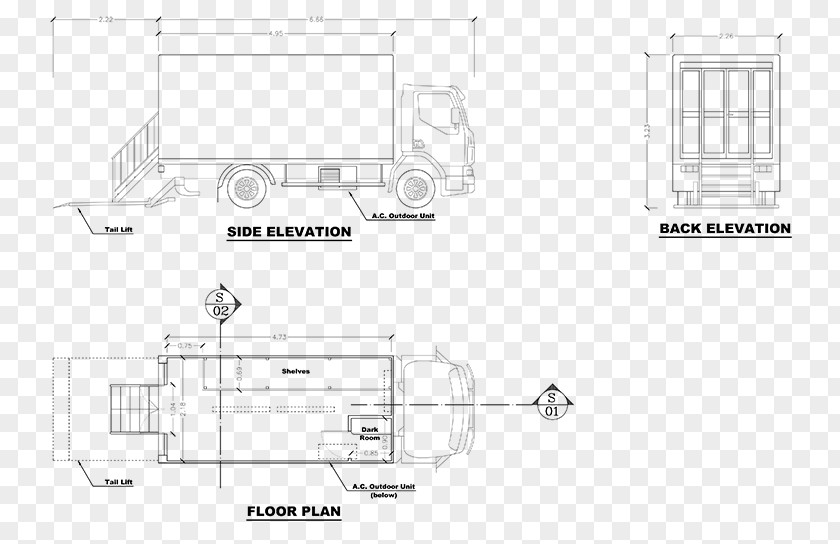Truck Plan Floor Furniture Technical Drawing PNG