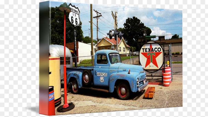 Watercolor Effects Car Shea's Gas Station Museum U.S. Route 66 In Illinois Filling PNG