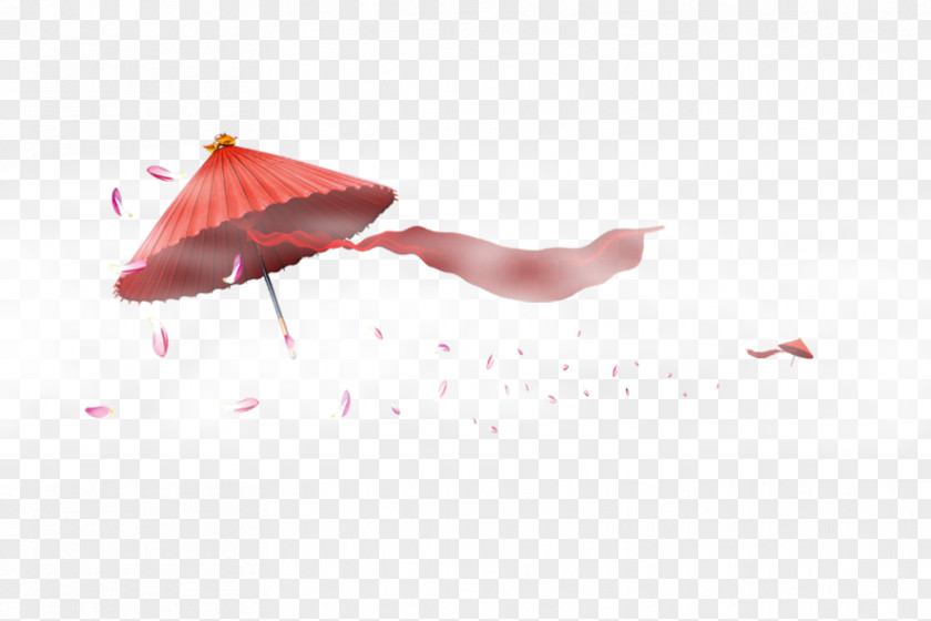 Flying Red Umbrella Paper PNG