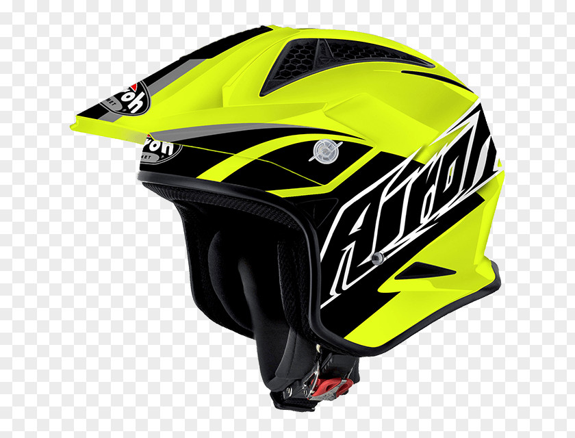 Yellow Helmet Motorcycle Helmets AIROH Trials Motocross PNG