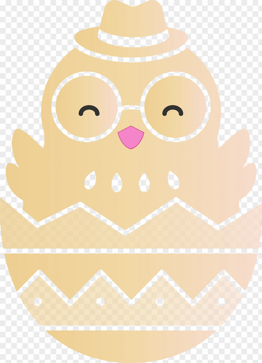White Pink Yellow Owl Pattern PNG