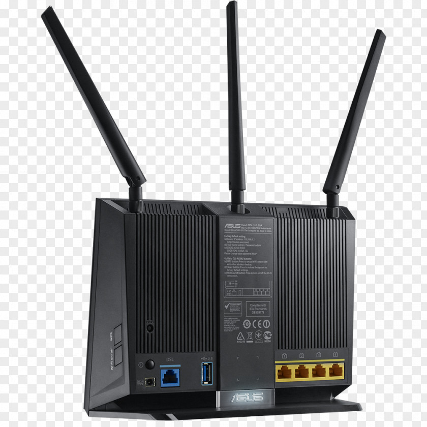 Dsl DSL Modem Wireless Router ASUS RT-AC68U Digital Subscriber Line PNG