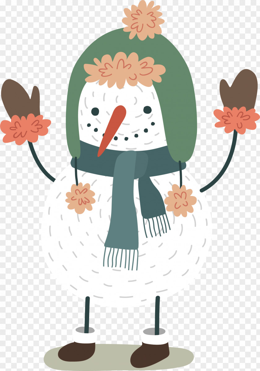 Vector Cute Snowman Illustration PNG