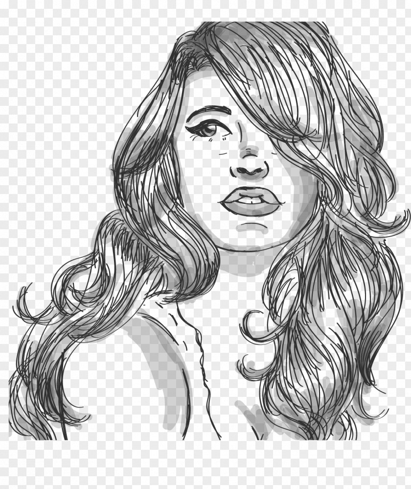 Hand Drawn Sketch Portrait Of A Woman Corn Starch Fluid Replacement Custard Hair Ingredient PNG