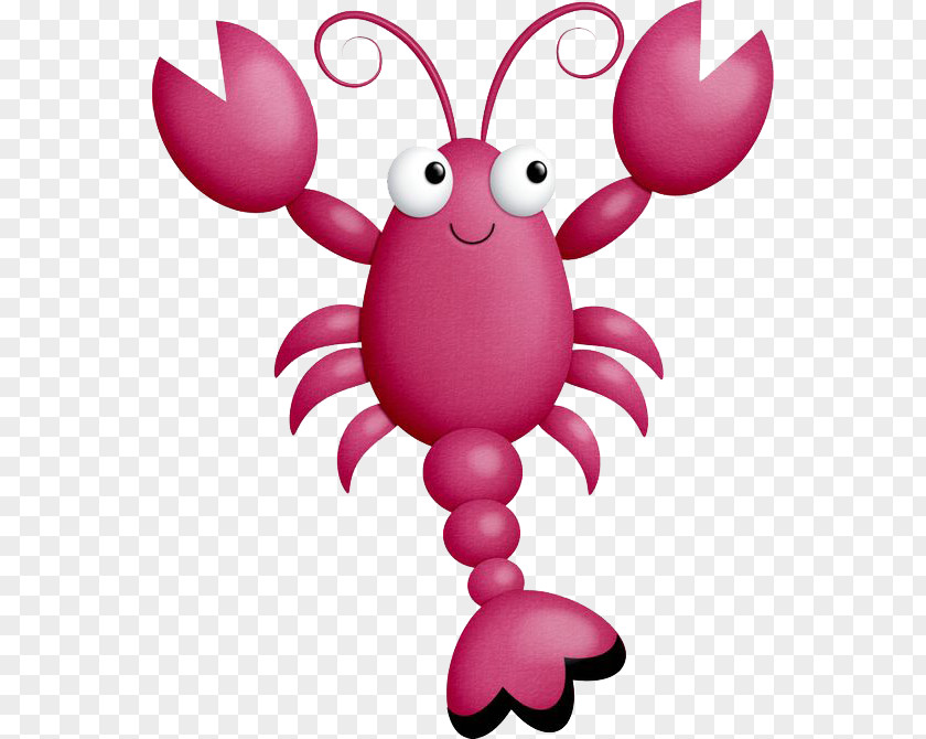 Cartoon Lovely Pink Lobster Seafood Clip Art PNG