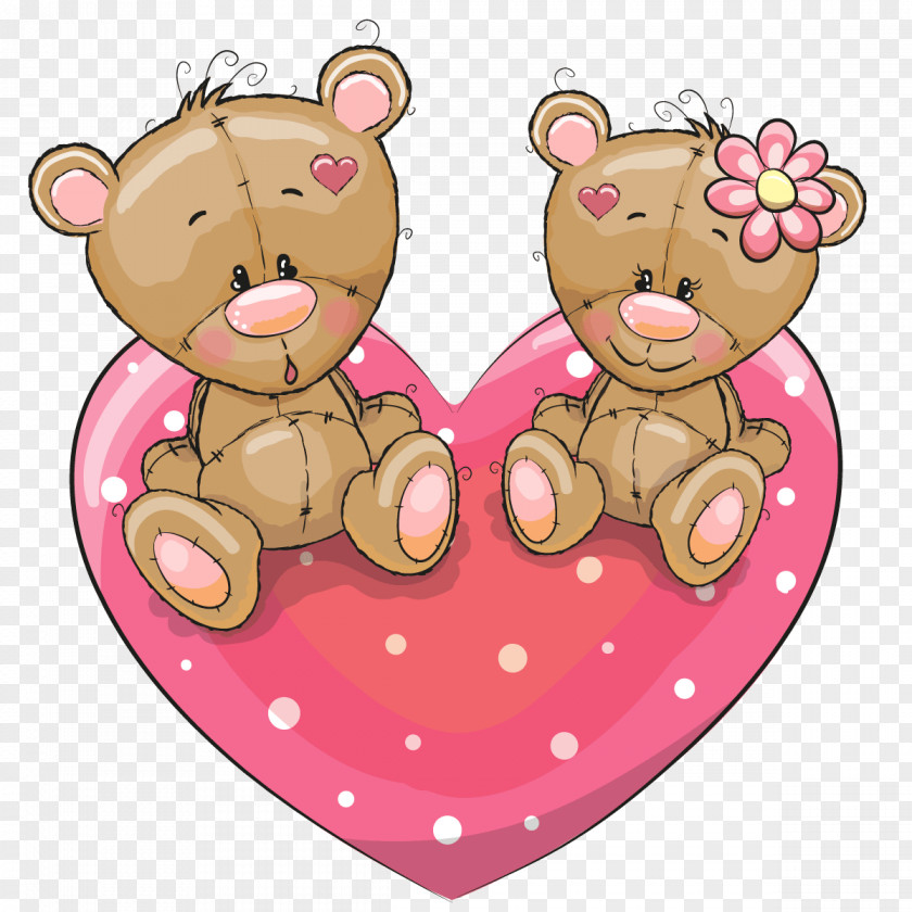 Bears Love Couple Sitting On A Vector Cartoon Illustration PNG
