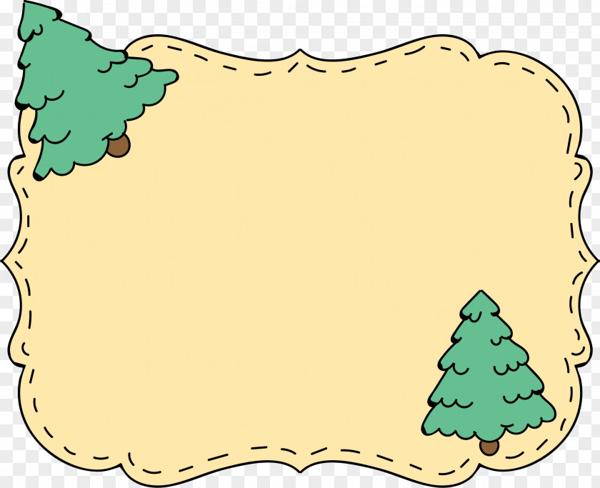 Christmas Tree Text Border Label Clip Art PNG