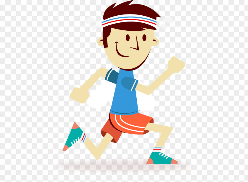 Vector Cartoon Man Running Fitness Marathon Training Sport PNG