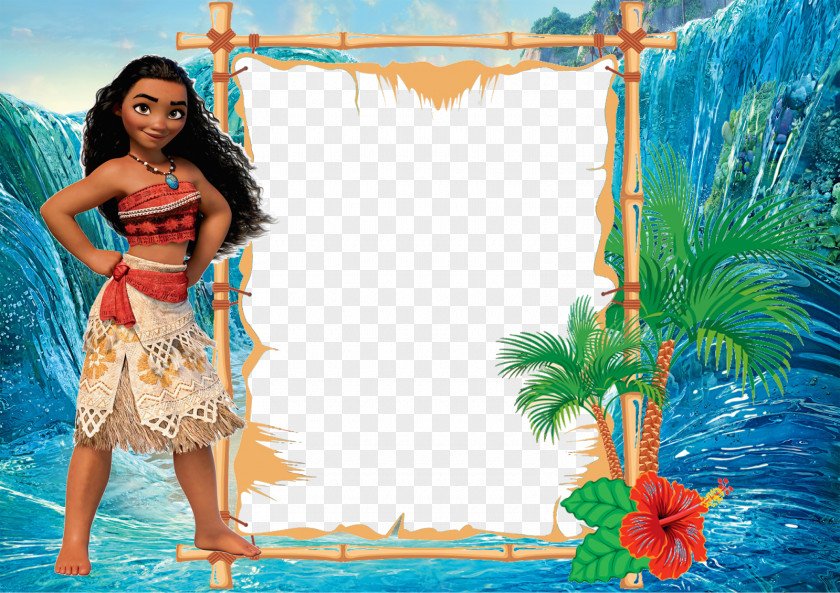 Moana Picture Frames Convite Party Photomontage PNG