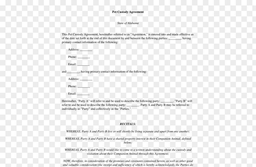 Dog Document Child Custody Template Contract PNG