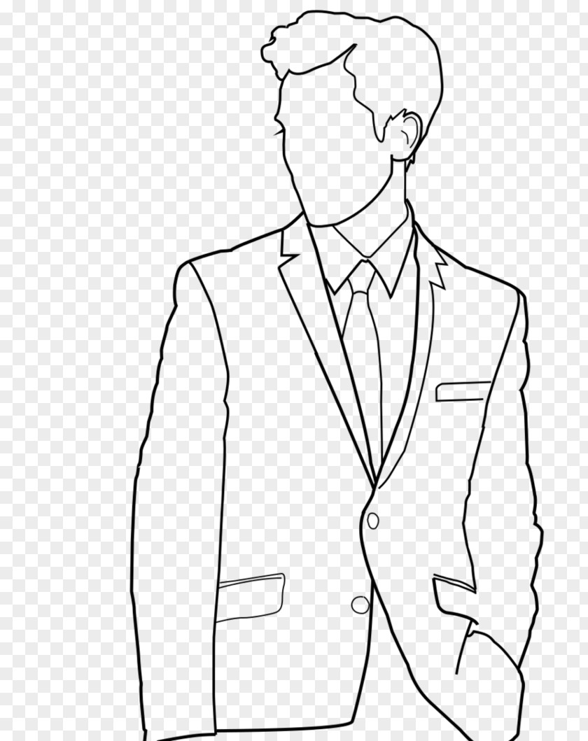 Man's Suit Line Art Drawing Slenderman Tuxedo PNG