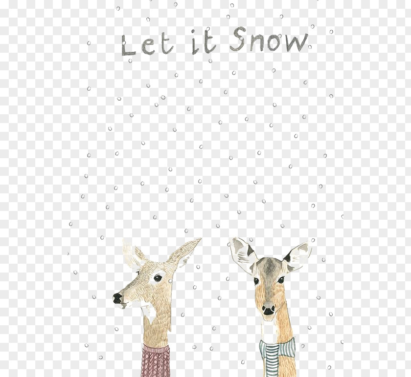 Watercolor Elk Background Reindeer Christmas Card Illustration PNG