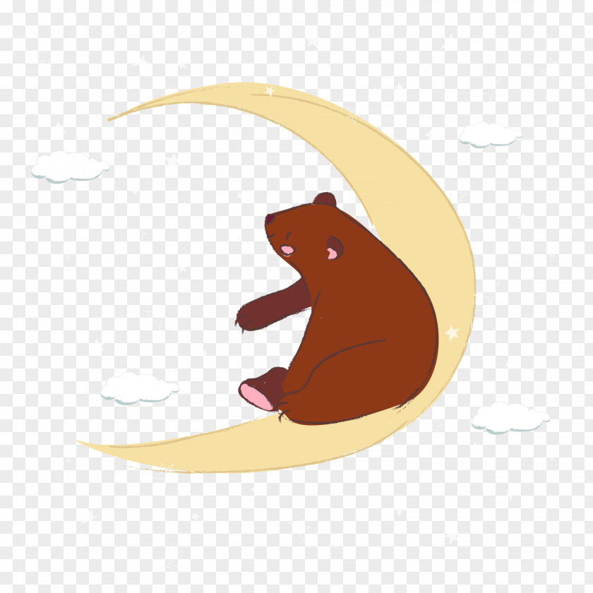 A Polar Bear Sitting On Crescent Vector Diagram Brown PNG