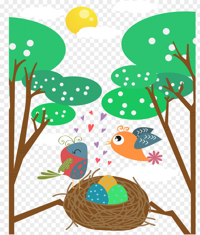 Branches Of The Nest Bird Cartoon Clip Art PNG