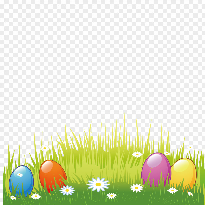 Color Egg Green Grass Easter Vector PNG