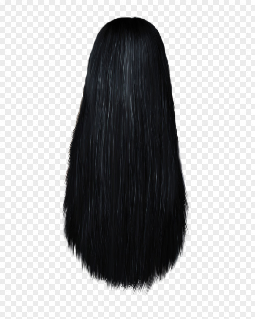 Hair Human Color Black Long Wig PNG