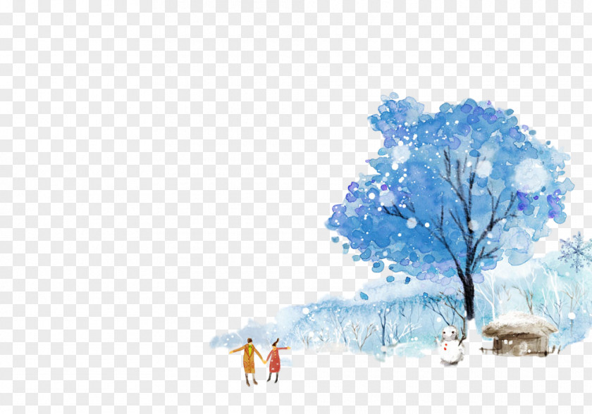 Winter Landscape Watercolor Paint Tree Sky Plant PNG