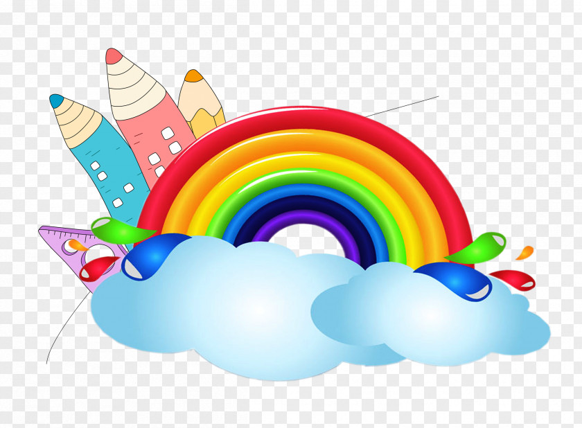 Cartoon Painted Rainbow PNG