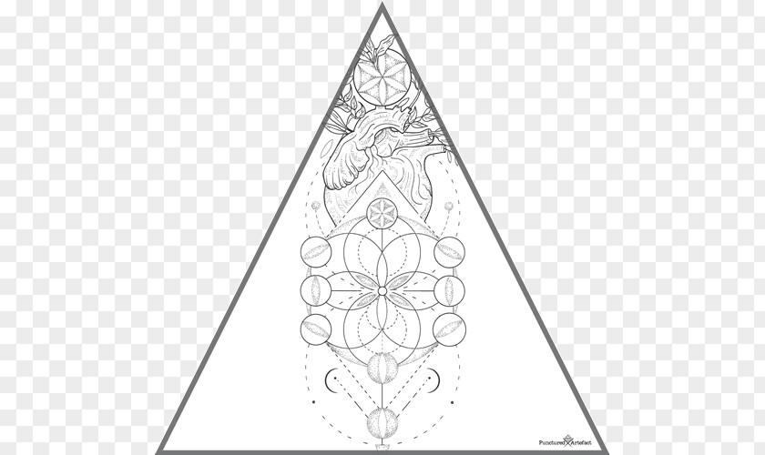 Sacred Geometry Triangle Symmetry Line Art Pattern PNG