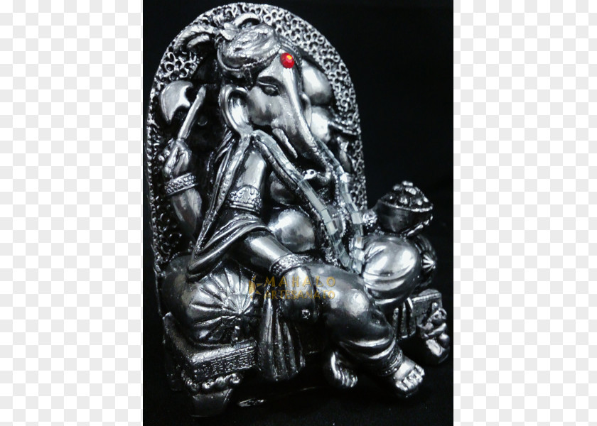 Ganesha Statue Figurine Silver PNG